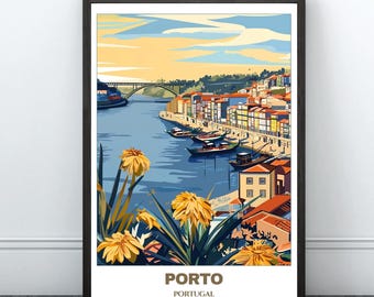 Porto Travel Printable Poster - Portugal Travel Poster - Citycape Painting - Digital Print Wall Art - Porto Home Decor - Portugal Trip Print