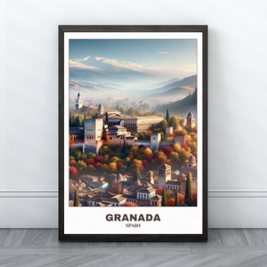 Grenada Reise druckbares Poster - Spanien Reiseplakat - Stadtbild Malerei - Digitaldruck Wandkunst - Reise Wandkunst Wohnkultur -Granada Reise