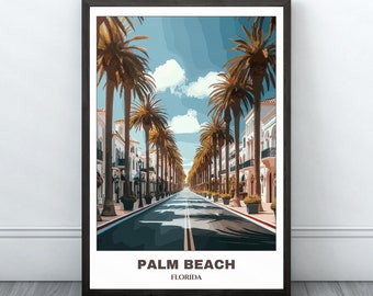 パームビーチ旅行ポスター – フロリダ都市景観アート（デジタルダウンロード）