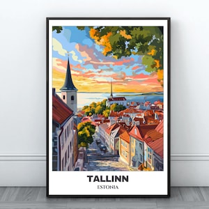Tallinn Travel Printable Poster - Estonia Travel Poster - Citycape Painting - Digital Printable Wall Art- Tallinn Home Decor - Tallinn Trip