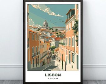 Lisbon Travel Printable Poster - Portugal Travel Poster - Citycape Painting - Digital Print Wall Art - Lisbon Home Decor - Lisbon Trip Print