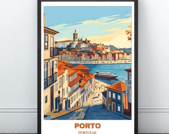 Porto Travel Printable Poster - Portugal Travel Poster - Citycape Painting - Digital Print Wall Art - Porto Home Decor - Portugal Trip Print