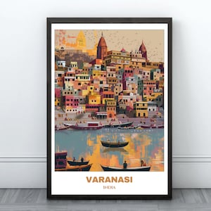 Varanasi Travel Printable Poster - India Travel Poster -Varanasi Painting - Digital Print Wall Art -India Home Decor - Varanasi Illustration