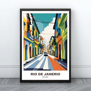 Rio de Janerio Travel Printable Poster - Brazil Travel Poster - Cityscape Painting - Digital Print Wall Art - Rio Home Decor - Brazil Travel
