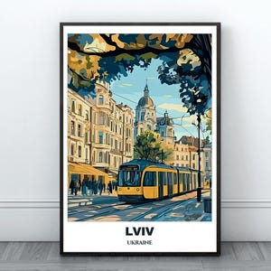 Lviv reizen afdrukbare poster-Oekraïne reizen poster-stadsgezicht schilderij-digitale print Wall Art-Lviv Home decor-Lviv illustratie-Oekraïne
