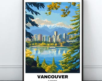 Vancouver Cityscape Print: Canada Travel Poster (Digital Download)
