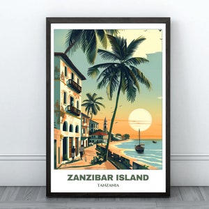 Zanzibar Island Travel Printable Poster - Tanzania Travel Poster -Zanzibar Painting-Digital Print Wall Art - Tanzania Home Decor -Stone Town