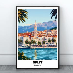 Split Travel Printable Poster - Croatia Travel Poster - Citycape Painting - Digital Wall Art Print -Split Home Decor -Croatia Trip Art Print