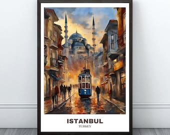 Istanbul Travel Printable Poster - Turkey Travel Poster -Cityscape Painting - Digital Print Wall Art- İstanbul Home Decor - İstanbul Trip