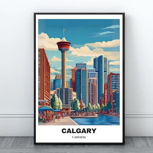 Calgary Travel Printable Poster - Canada Travel Poster - Citycape Painting -Digital Print Wall Art -Calgary Home Decor -Canada Calgary Print