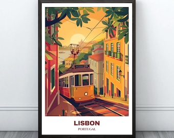 Lisbon Travel Printable Poster - Portugal Travel Poster - Citycape Painting - Digital Print Wall Art - Lisbon Home Decor - Lisbon Trip Print