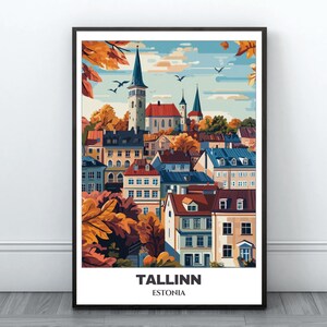 Tallinn Travel Printable Poster - Estonia Travel Poster - Citycape Painting - Digital Printable Wall Art- Tallinn Home Decor - Tallinn Trip