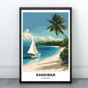 Zanzibar City Travel Printable Poster - Tanzania Travel Poster - Zanzibar Painting -Digital Print Wall Art - Tanzania Home Decor -Stone Town