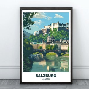 Salzburg Travel Printable Poster -Austria Travel Poster -Salzburg Painting -Digital Print Wall Art-Austria Home Decor -Salzburg Illustration