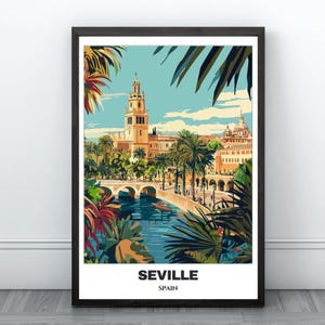 Seville Travel Printable Poster - Spain Travel Poster -Cityscape Painting - Digital Print Wall Art- Travel Wall Art Home Decor -Seville Trip