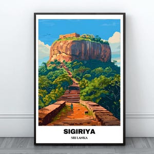 Sigiriya Travel Printable Poster - Sri Lanka Trip Poster - Cityscape Painting -Digital Print Wall Art- Sigiriya Art Decor - Birthday Present