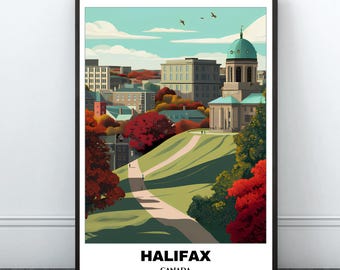Halifax Travel Printable Poster - Canada Travel Poster- Citycape Painting - Digital Print Wall Art - Halifax Home Decor - Halifax Trip Print