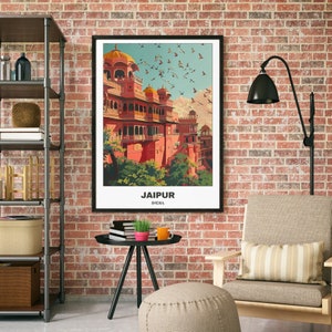 Jaipur Retro Prints, Jaipur Rustic Prints, Jaipur Hawa Mahal (Palace of Winds) Coastal Posters, Coastal Prints, National Park Posters, National Park Prints, Printable Jaipur Travel Posters,