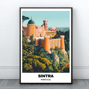 Sintra Reise druckbares Poster - Portugal-Reiseplakat - Stadtlandschaft Malerei - Digitaldruck Wandkunst - Sintra Wohnkultur - Portugal Reisedruck