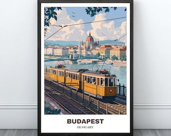 Budapest Travel Printable Poster - Hungary Travel Poster -Citycape Painting -Digital Print Wall Art-Budapest Home Decor -Budapest Trip Print