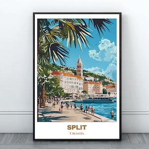 Split Travel Printable Poster - Croatia Travel Poster - Citycape Painting - Digital Wall Art Print -Split Home Decor -Croatia Trip Art Print