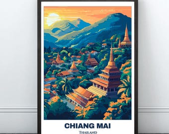 Chiang Mai Thailand Travel Poster – Cityscape Art Print (Digital Download)