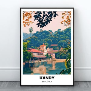 Kandy Travel Printable Poster - Sri Lanka Travel Poster - Cityscape Painting - Digital Print Wall Art -Kandy Art Decor -Sri Lanka Trip Print