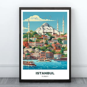 Istanbul Travel Printable Poster -Turkey Travel Poster -Cityscape Painting -Digital Print Wall Art -Istanbul Home Decor -Istanbul Trip Print