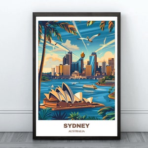 Sydney Printable Travel Poster - Australia Travel Poster -Cityscape Painting - Digital Print Wall Art - Sydney Decor - Sydney Illustration