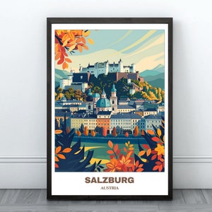 Salzburg Travel Printable Poster -Austria Travel Poster -Salzburg Painting -Digital Print Wall Art-Austria Home Decor -Salzburg Illustration