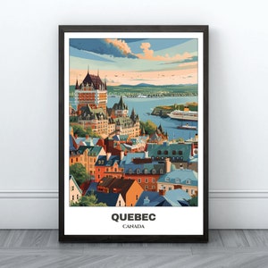 Quebec Travel Printable Poster - Canada Travel Poster - Citycape Painting - Digital Print Wall Art- Quebec Home Decor - Quebec Trip Print