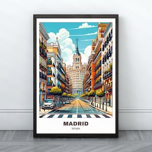 Madrid Travel Printable Poster - Spain Travel Poster - Madrid City Painting - Cityscape Painting - Travel Wall Art Room Decor - Spain Trip