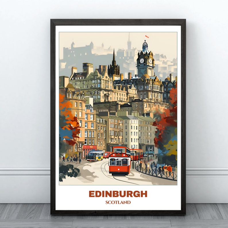 Edinburgh Scotland Travel Poster – Vintage Cityscape Art (digital Print ...