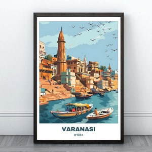 Varanasi Travel Printable Poster - India Travel Poster -Varanasi Painting - Digital Print Wall Art -India Home Decor - Varanasi Illustration