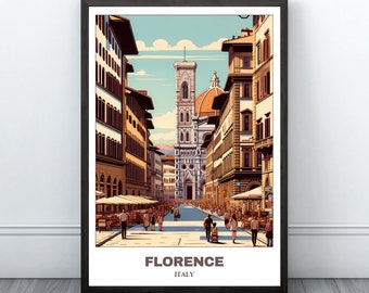 Póster imprimible de viaje a Florencia - Póster de viaje a Italia - Pintura de paisaje urbano - Impresión digital - Decoración de pared de viaje - Viaje a Florencia