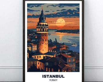 Istanbul Travel Printable Poster -Turkey Travel Poster -Cityscape Painting -Digital Print Wall Art -Istanbul Home Decor -Istanbul Trip Print