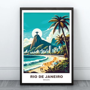 Rio de Janeiro Travel Printable Poster - Brazil Travel Poster - Cityscape Painting - Digital Print Wall Art - Rio Home Decor - Brazil Travel