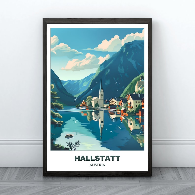 Hallstatt Travel Printable Poster Austria Travel Poster digital ...