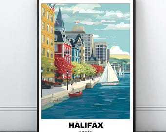 Halifax Travel Printable Poster - Canada Travel Poster- Citycape Painting - Digital Print Wall Art - Halifax Home Decor - Halifax Affiche