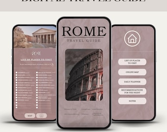 Guía de viaje digital de Roma - Planificador de viajes móvil de Roma - Lugares para visitar en Roma 2024 - Lista de deseos de Roma - Itinerario de viaje a Italia - Viaje a Roma