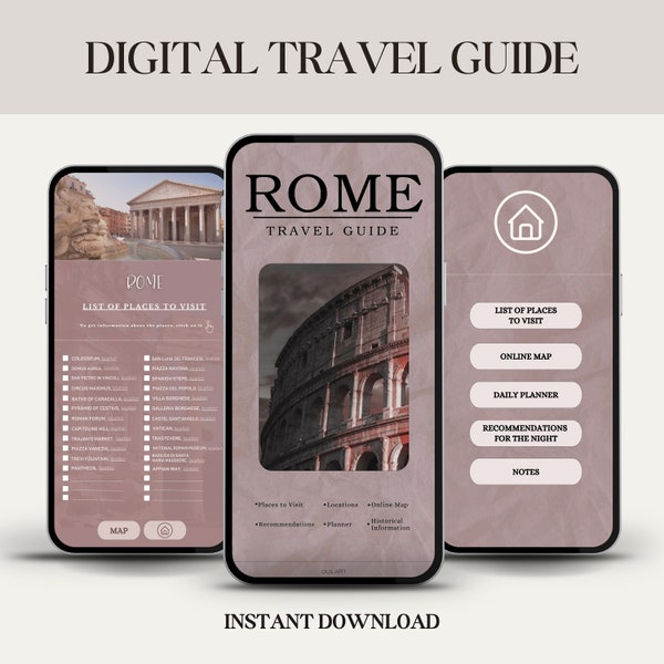 Rome Digital Travel Guide - Rome Mobile Travel Planner - Places to Visit in Rome 2024 - Rome Bucket List - İtaly Trip Itinerary - Rome Trip