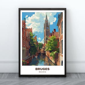 Bruges Travel Printable Poster - Belgium Travel Poster - Citycape Painting - Digital Print Wall Art- Brussels Home Decor -Belgium Trip Print