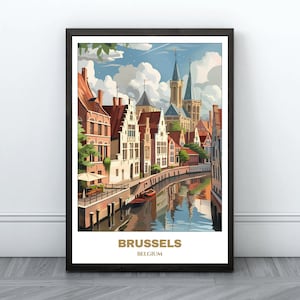 Bruges Travel Printable Poster - Belgium Travel Poster - Citycape Painting - Digital Print Wall Art- Brussels Home Decor -Belgium Trip Print
