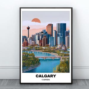 Calgary Travel Printable Poster - Canada Travel Poster - Citycape Painting -Digital Print Wall Art -Calgary Home Decor -Canada Calgary Print