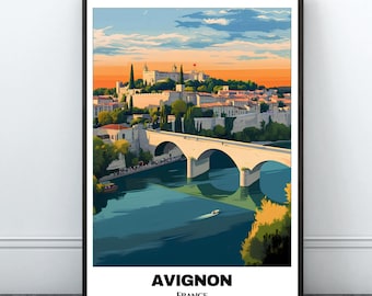 Avignon Travel Printable Poster - FranceTravel Poster - Citycape Painting - Digital Print Wall Art - Avignon Home Decor - Avignon Trip Print