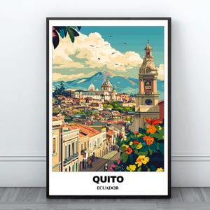 Quito Reise druckbares Poster - Ecuador Reiseplakat - Stadtbild Malerei - Quito Wohnkultur - Ecuador Reise Druck