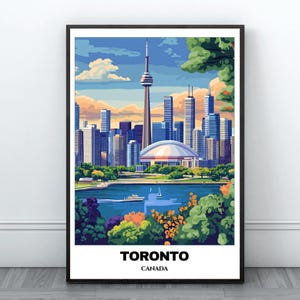 Toronto Travel Printable Poster - Canada Travel Poster- Citycape Painting - Digital Print Wall Art - Toronto Home Decor - Toronto Art Print
