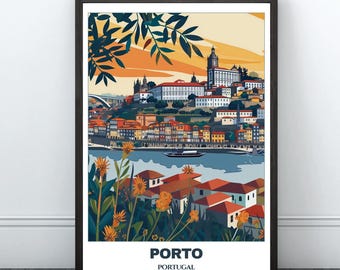Porto Travel Printable Poster - Portugal Travel Poster - Citycape Painting - Digital Print Wall Art - Porto Home Decor - Portugal Trip Print