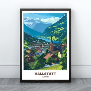 Hallstatt Travel Printable Poster - Austria Travel Poster -Hallstatt Painting - Cityscape Painting-Travel Wall Art Home Decor-Hallstatt Trip
