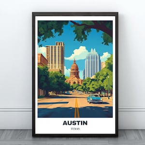 Austin Printable Travel  Poster - Texas Travel Poster -Digital Print Wall Art -Austin Painting Home Decor-austin Wall Art Print -Texas Print